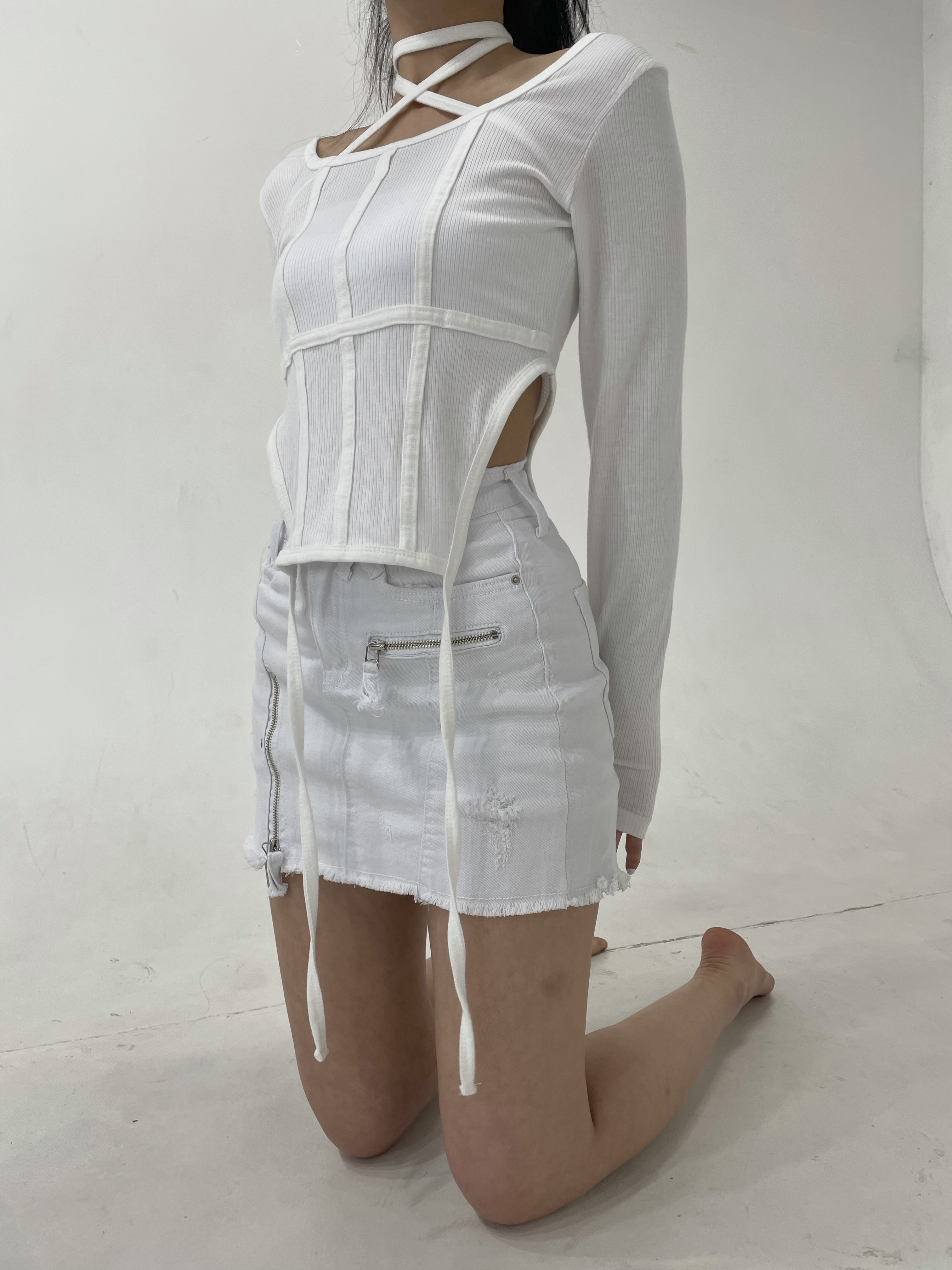 [DIB MADE] corset strap sleeve white